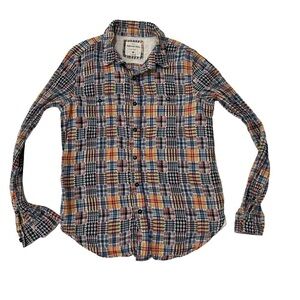 Splendid Mills Button Shirt Men Madras Plaid Knit 100%  Cotton USA Small